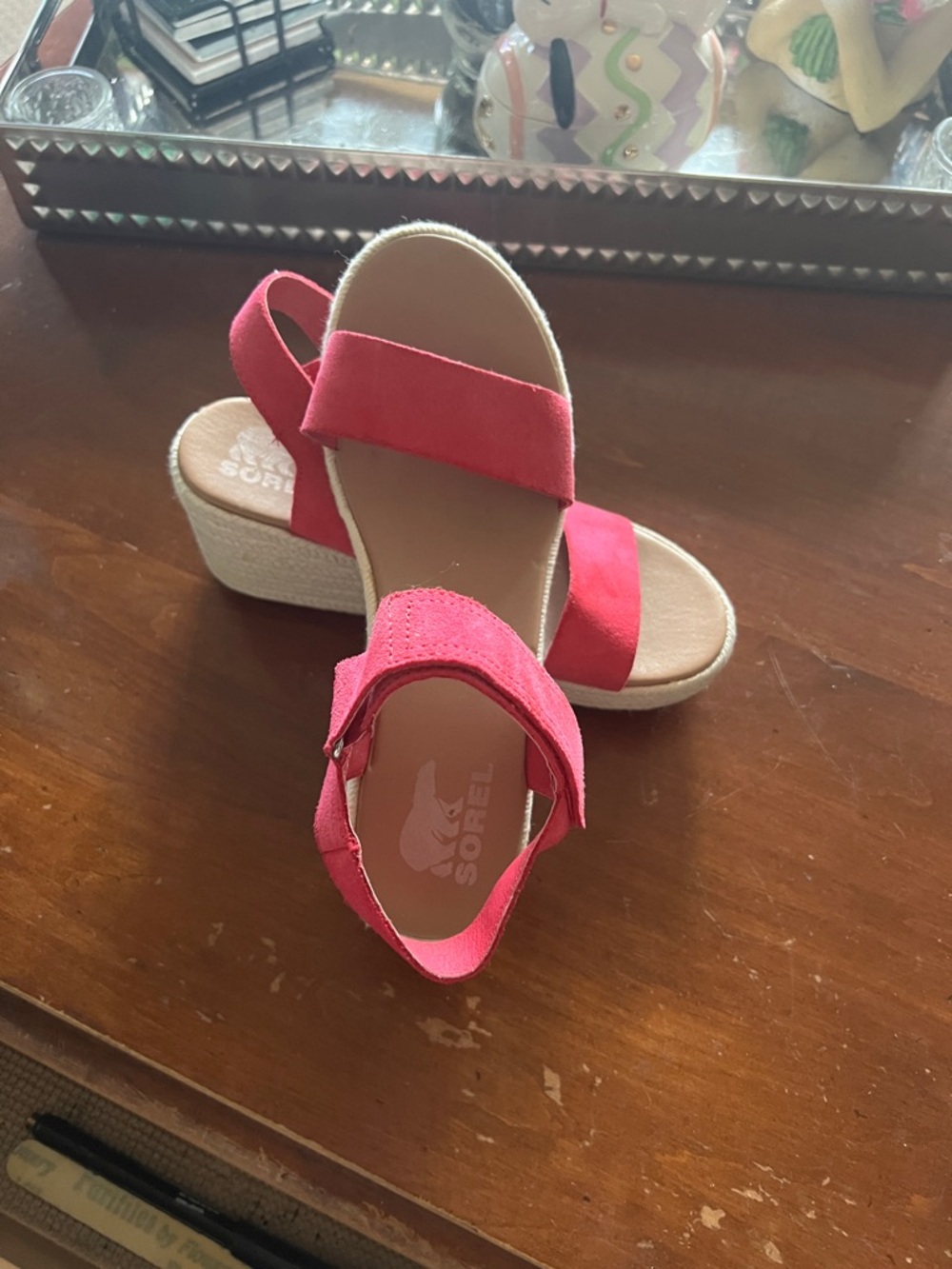 Sorel Hot Pink Suede Wedge Sandals